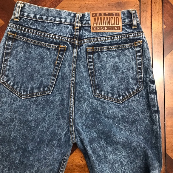 Vestiti Amancio Sportivi High Waisted Acid Wash Jeans with ankle Zip - Picture 7 of 12